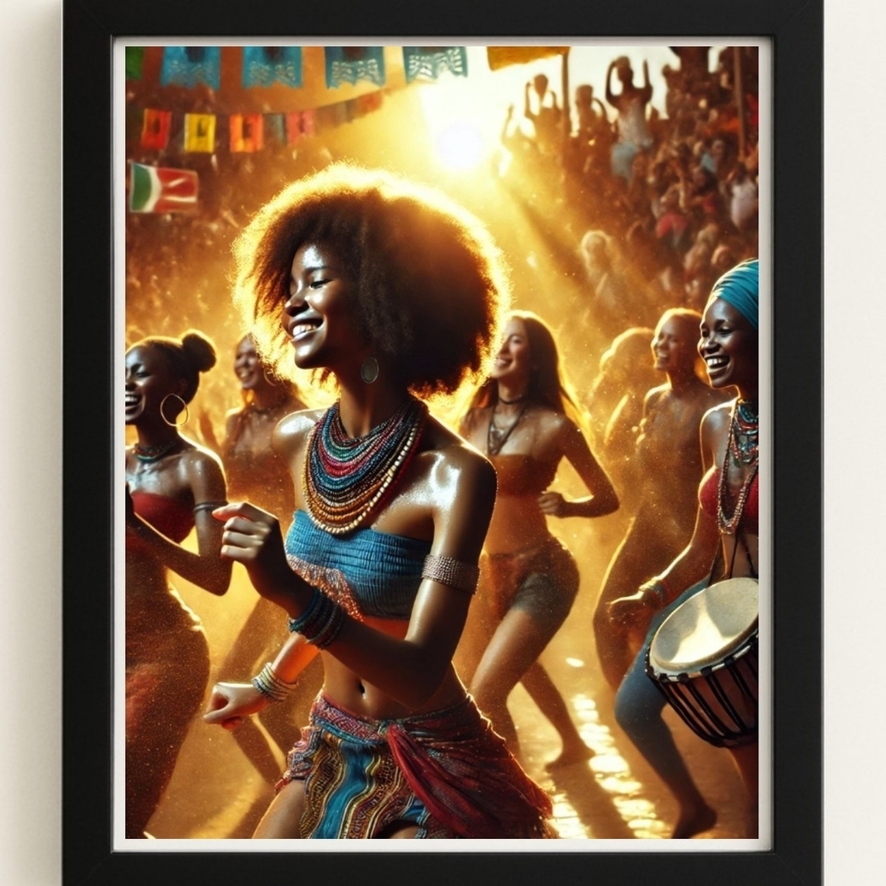 Sunlit Dance Festival Art Print In A Glass Front Frame 8x10